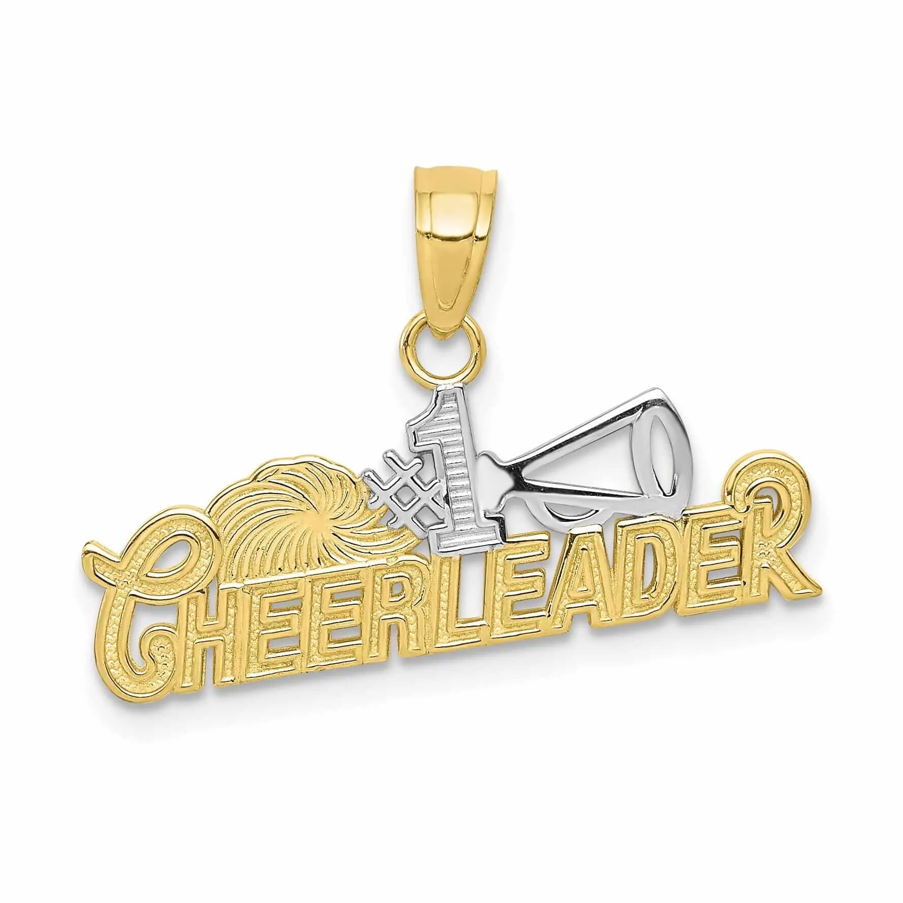 10k Two Tone Gold Polish #1 Cheerleader Pendant