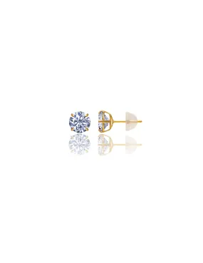14K Yellow Gold 6MM Round CZ Pushback Stud Earrings