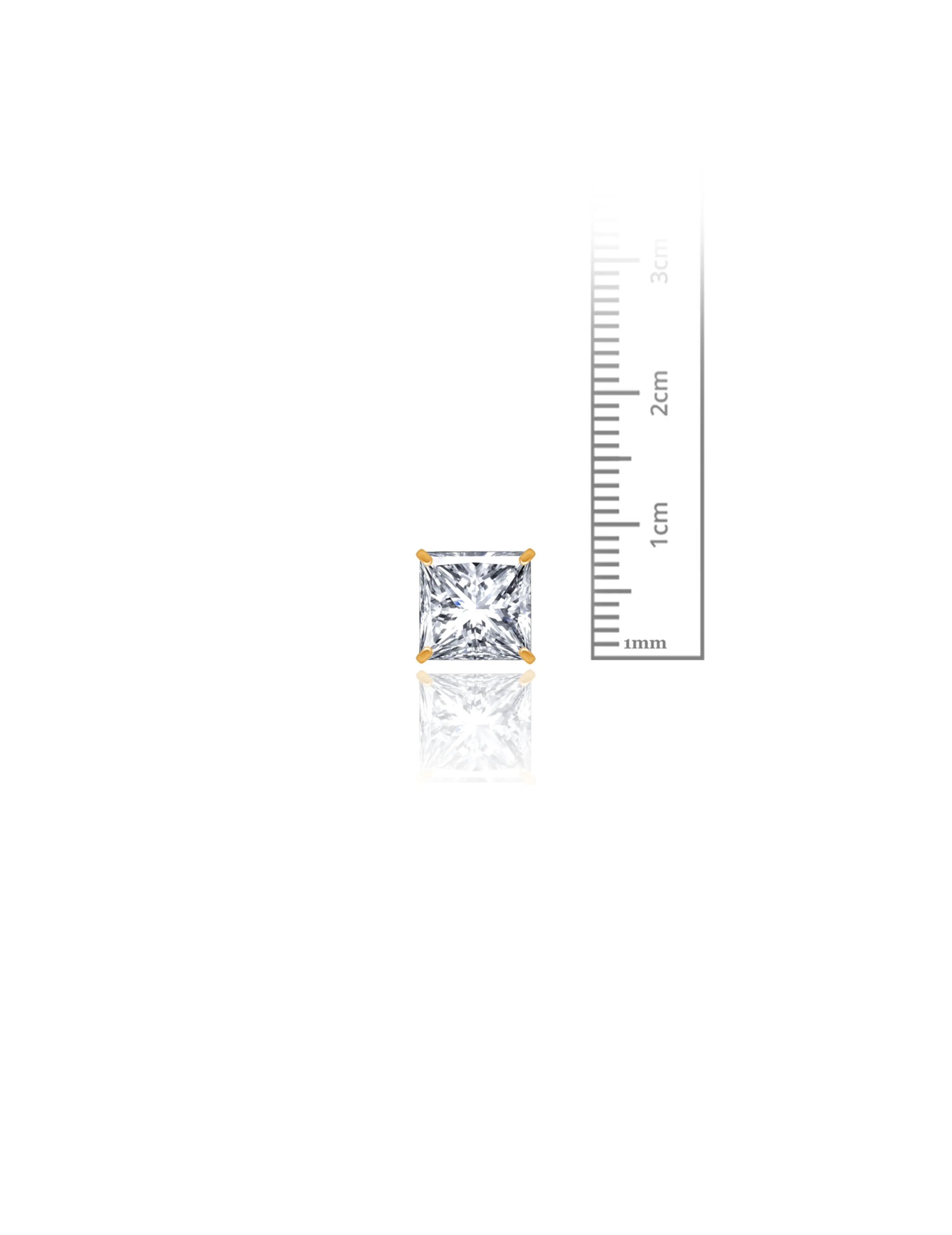 14K Yellow Gold 8MM Square CZ Pushback Stud Earrings