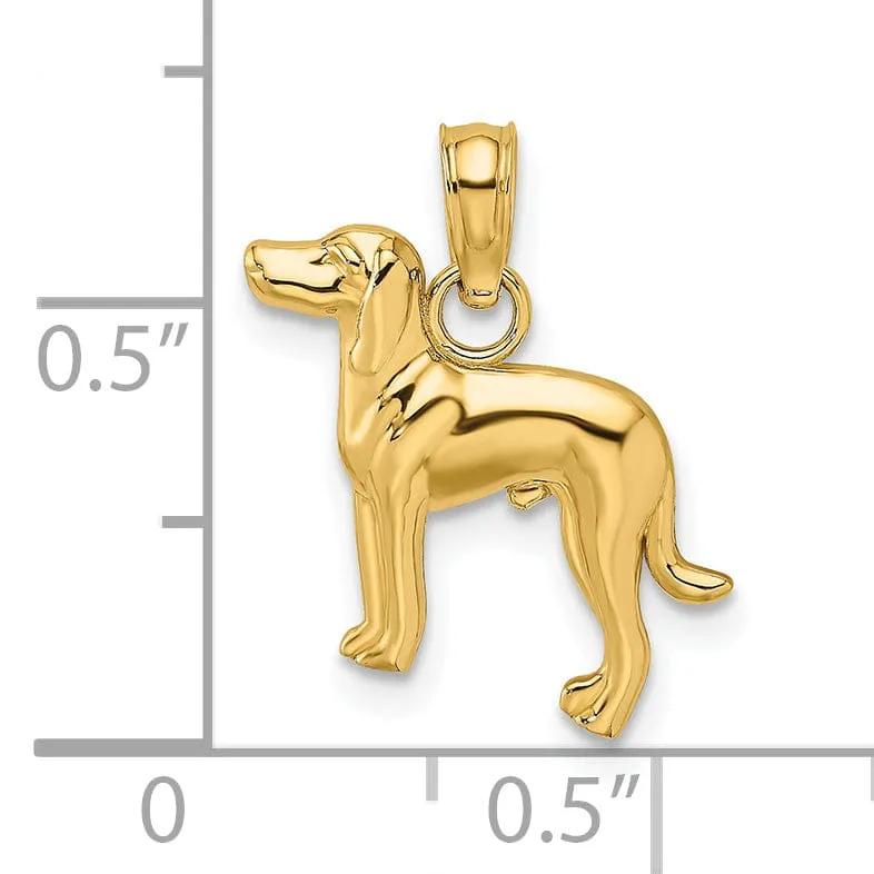 14k Yellow Gold Open Back Polished Finish Greyhound Dog Charm Pendant