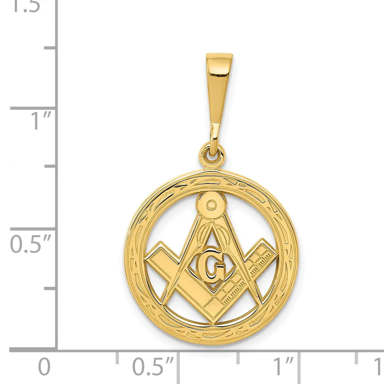 14k Yellow Gold Polish Finish Masonic Pendant