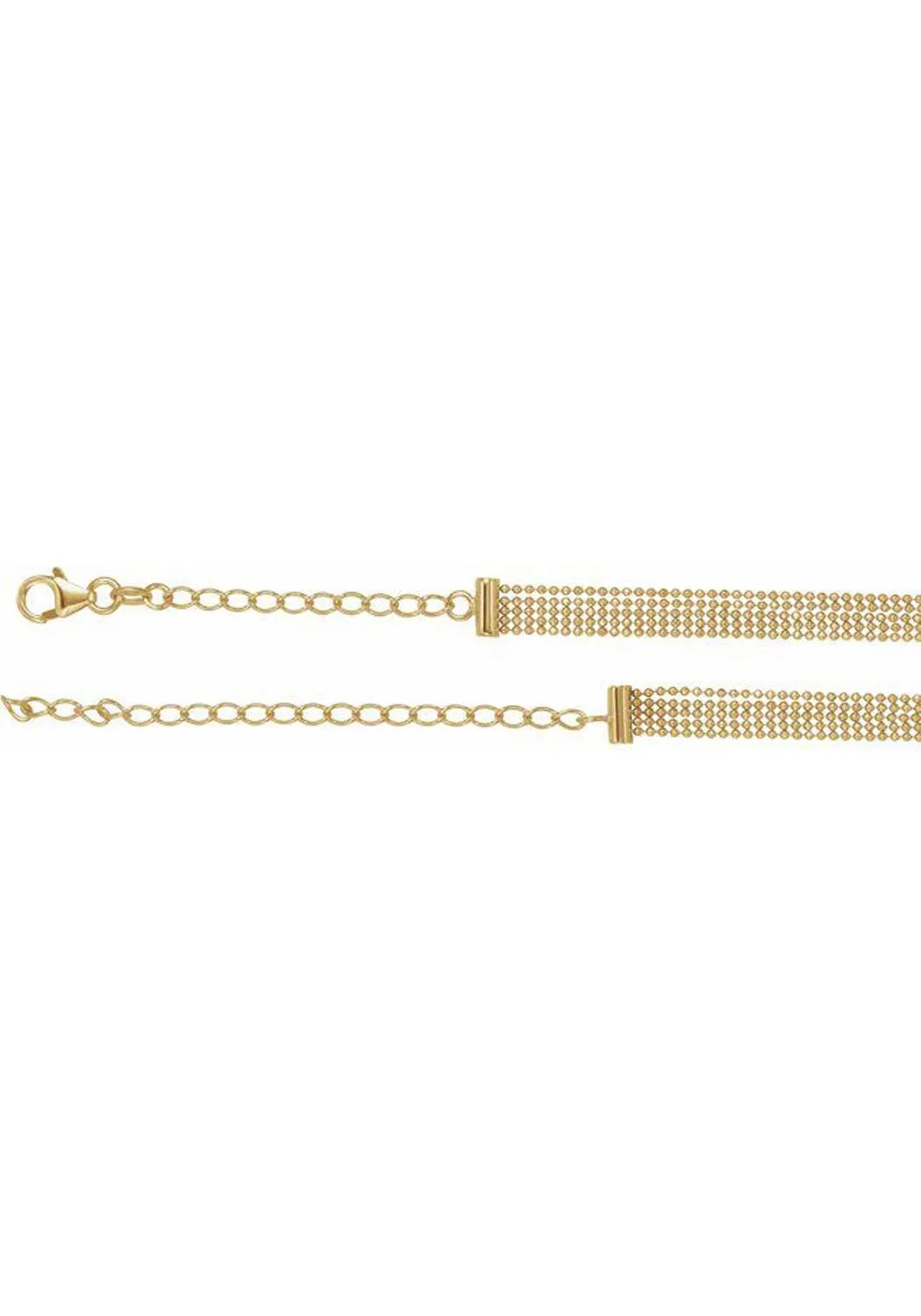 14KYG 5-Strand Solid Bead Chain 13-16" Choker Necklace