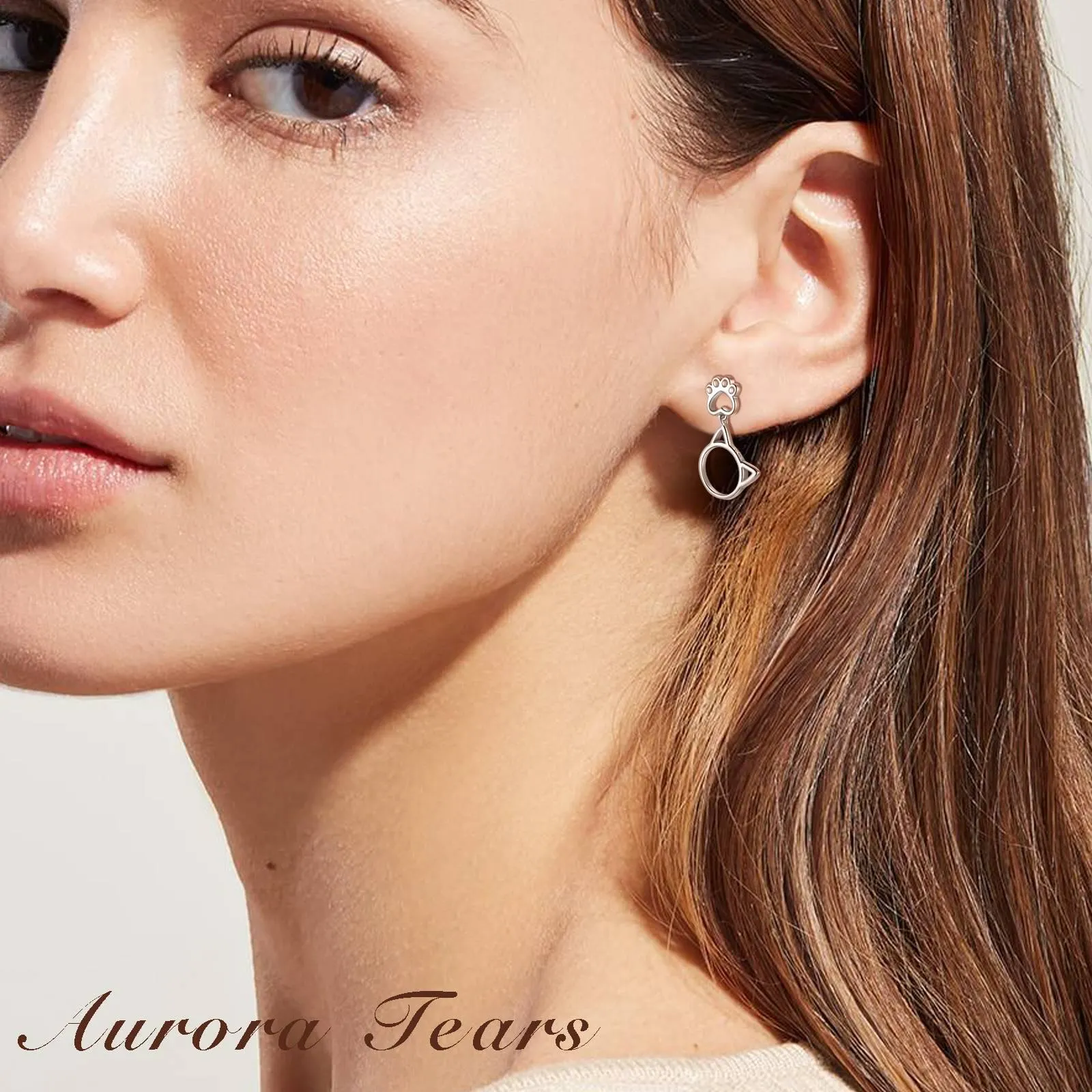 Cute Animal Cat Face Paw Earrings Women Girls Jewelry 925 Sterling Silver