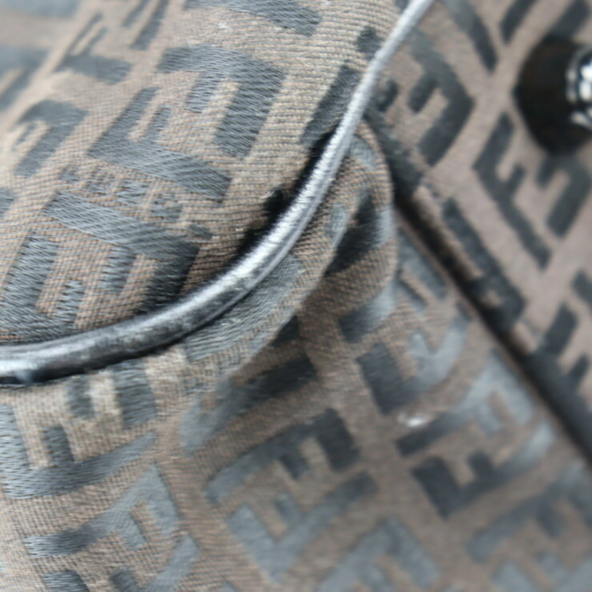 FENDI Boston bag 7VS002 canvas leather dark brown black Zucchino Zucca pattern