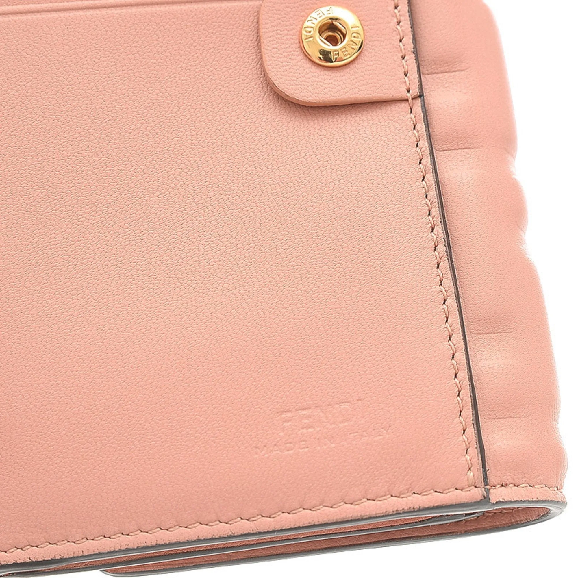 FENDI FF Embossed Medium Wallet W Hook Nappa Leather Pink 8M0419
