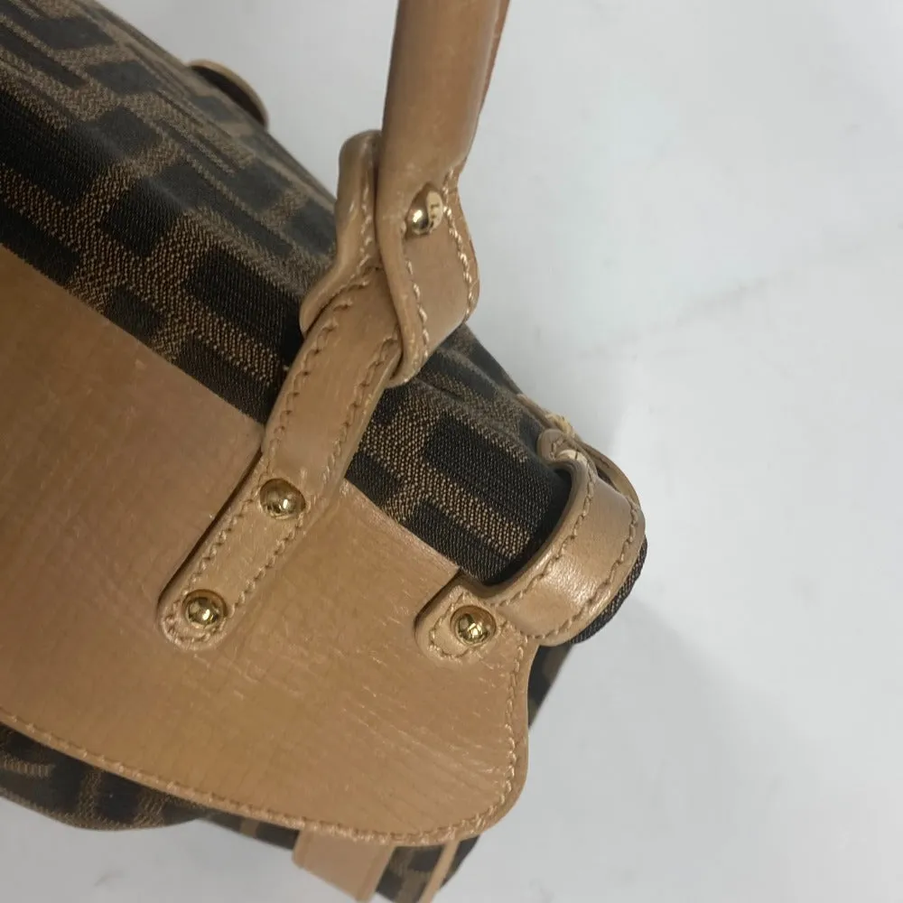 FENDI Handbag Leather / canvas Brown Turn lock Zucca