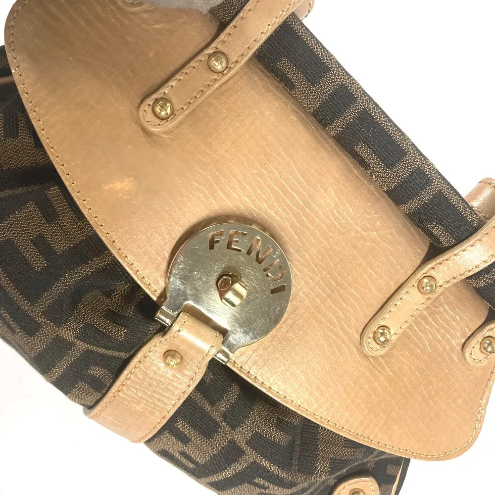 FENDI Handbag Leather / canvas Brown Turn lock Zucca