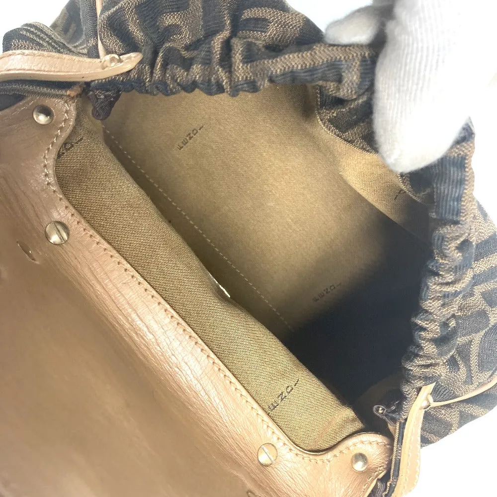 FENDI Handbag Leather / canvas Brown Turn lock Zucca