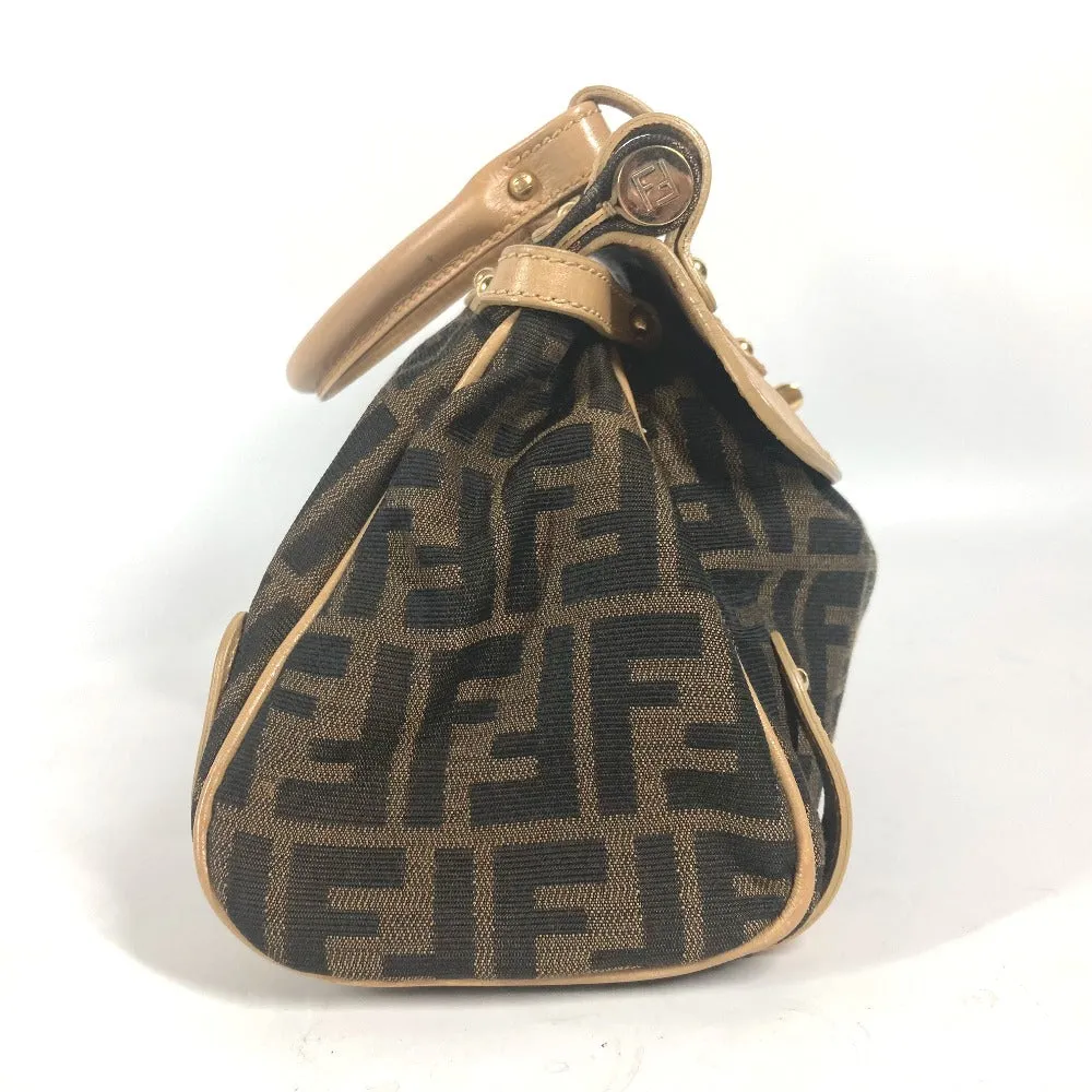 FENDI Handbag Leather / canvas Brown Turn lock Zucca