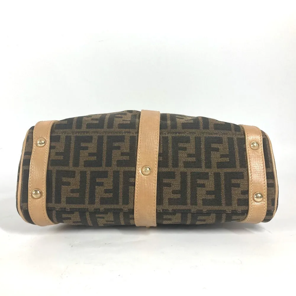 FENDI Handbag Leather / canvas Brown Turn lock Zucca