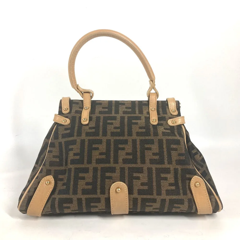 FENDI Handbag Leather / canvas Brown Turn lock Zucca
