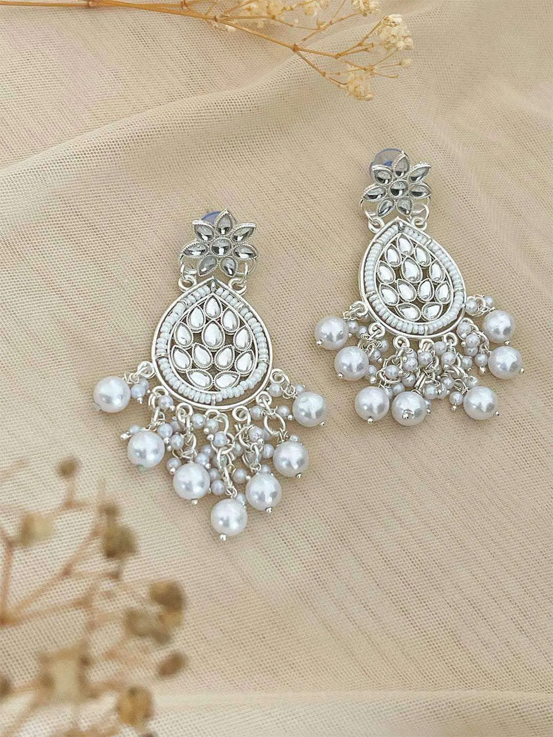 Kundan Large Ethnic Drop Earrings