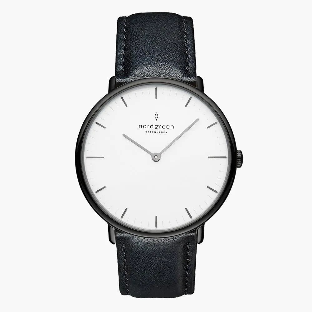 Native | White Dial - Black Vegan Leather