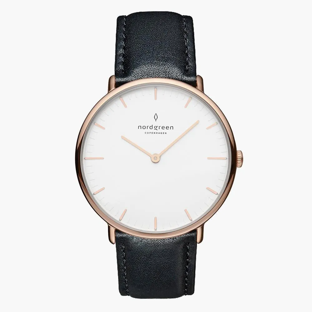 Native | White Dial - Black Vegan Leather