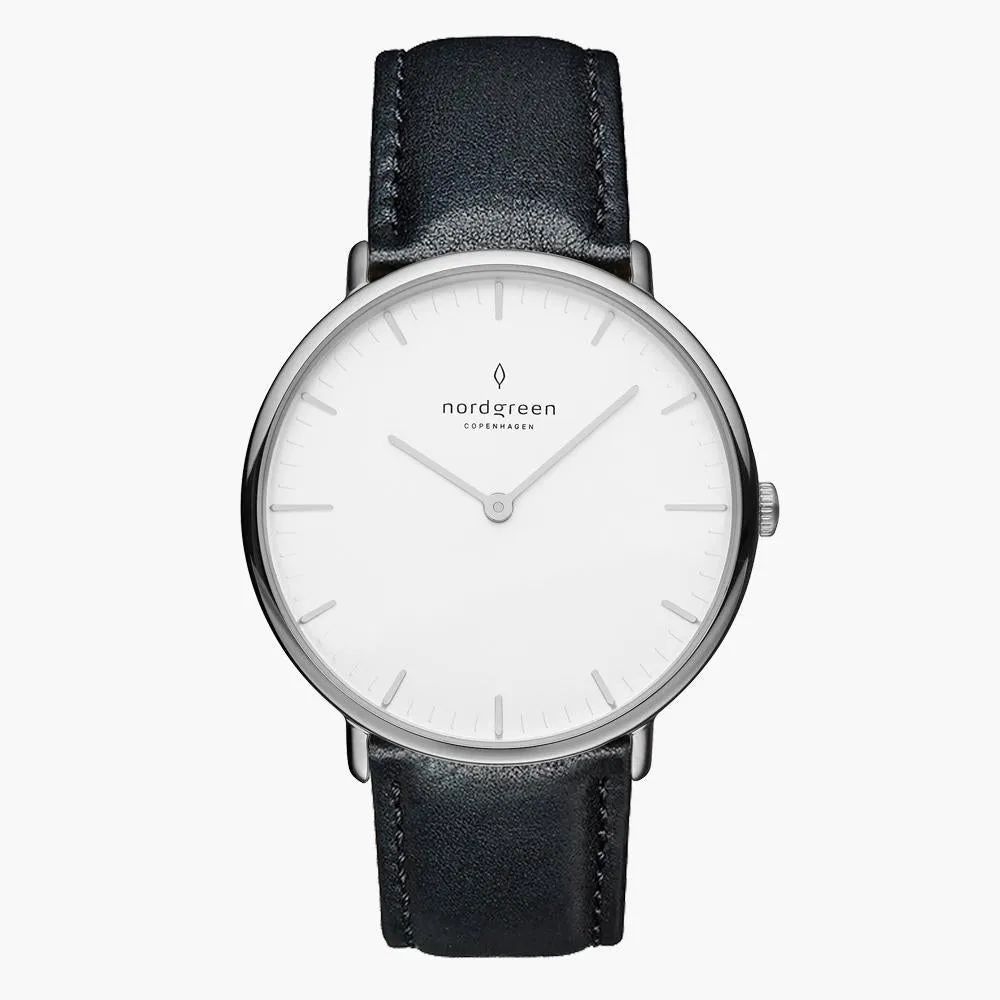 Native | White Dial - Black Vegan Leather