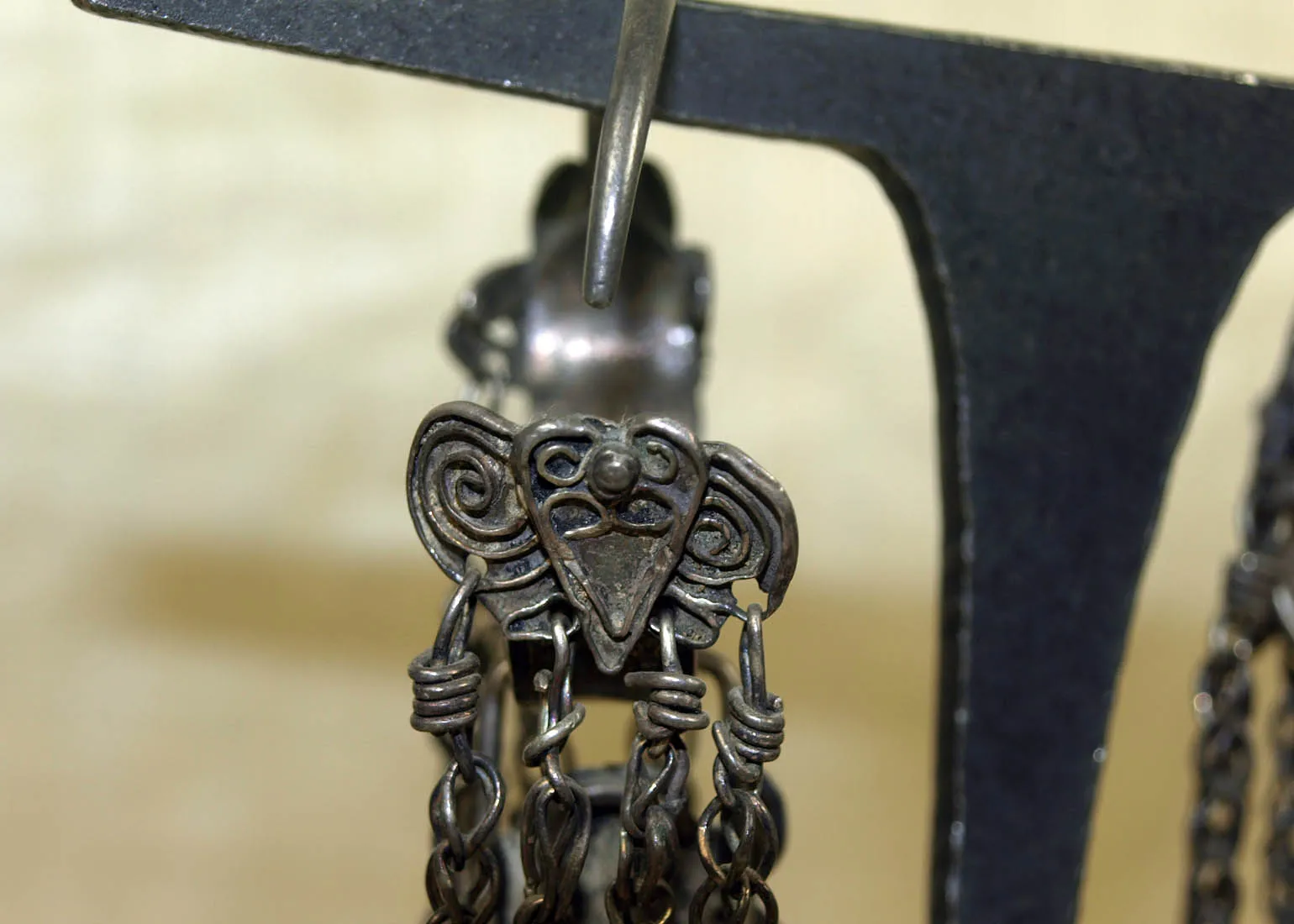 Pair of Fancy Antique Hmong Silver Earrings