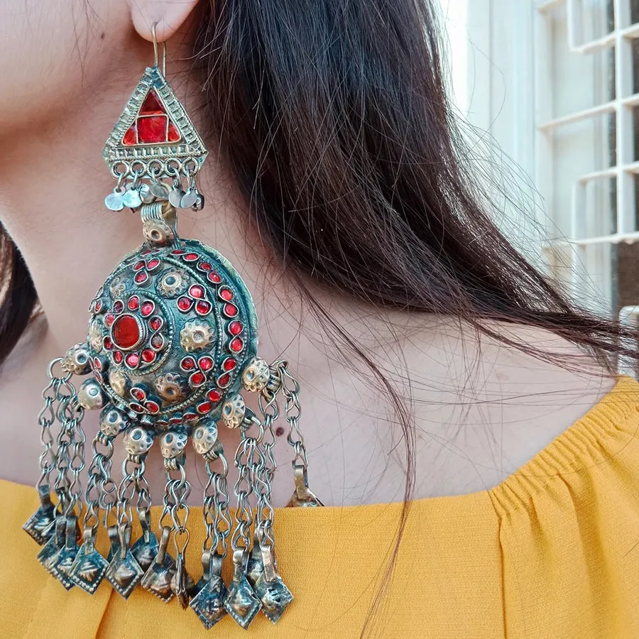 Tribal Oversized Glass Stones Earrings