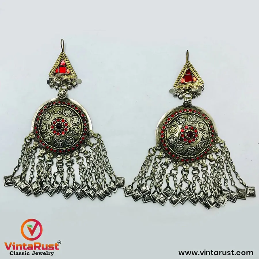 Tribal Oversized Glass Stones Earrings