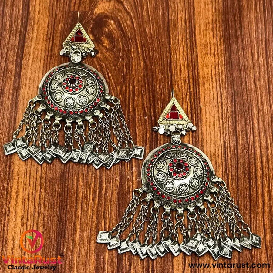 Tribal Oversized Glass Stones Earrings