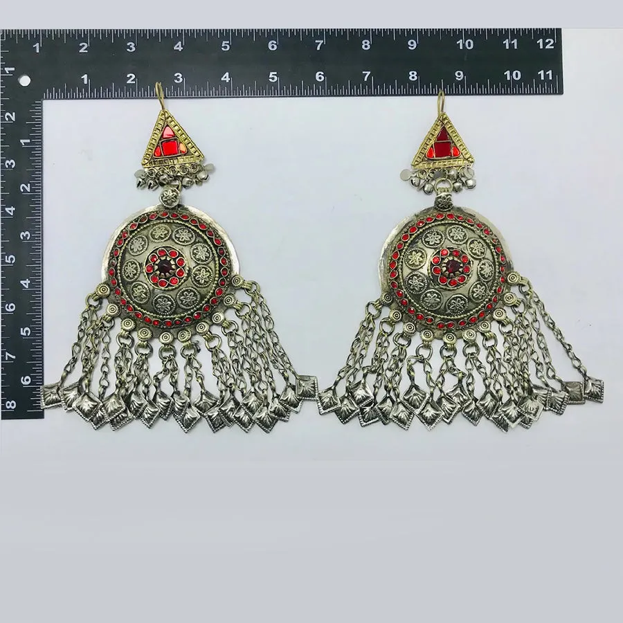Tribal Oversized Glass Stones Earrings