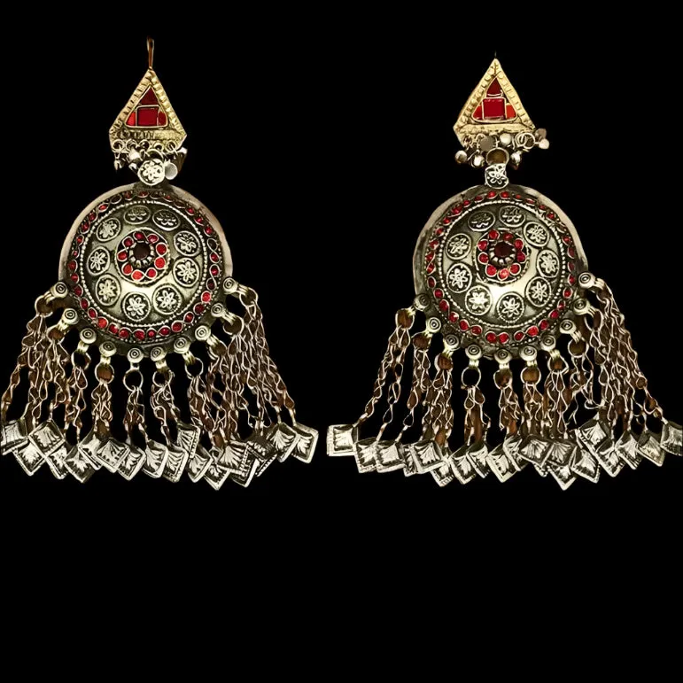 Tribal Oversized Glass Stones Earrings