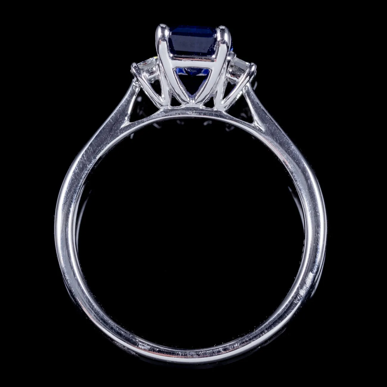 Vintage Sapphire Diamond Trilogy Ring 1.57Ct Sapphire Circa 1970