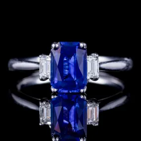 Vintage Sapphire Diamond Trilogy Ring 1.57Ct Sapphire Circa 1970